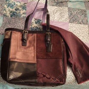 Coach leather, suede & fabric handbag.